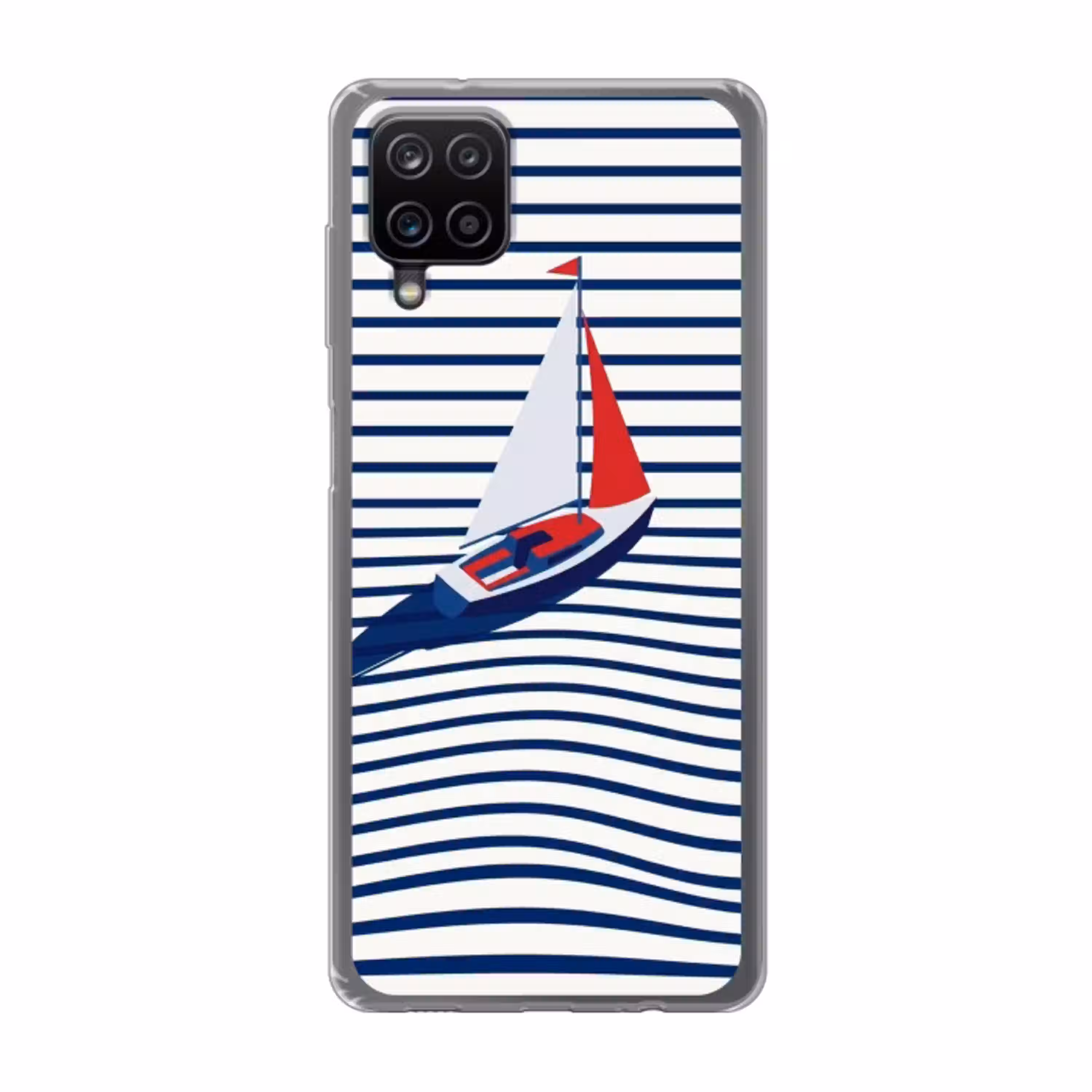 Boot - Water - Abstract - Blauw Telefoonhoesje Samsung Galaxy A12 klein -3d