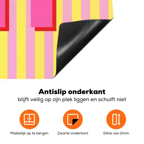 Tekst - Strepen - Roze Inductie beschermer vinyl 3mm klein -zzzzzzz-td-onderkant