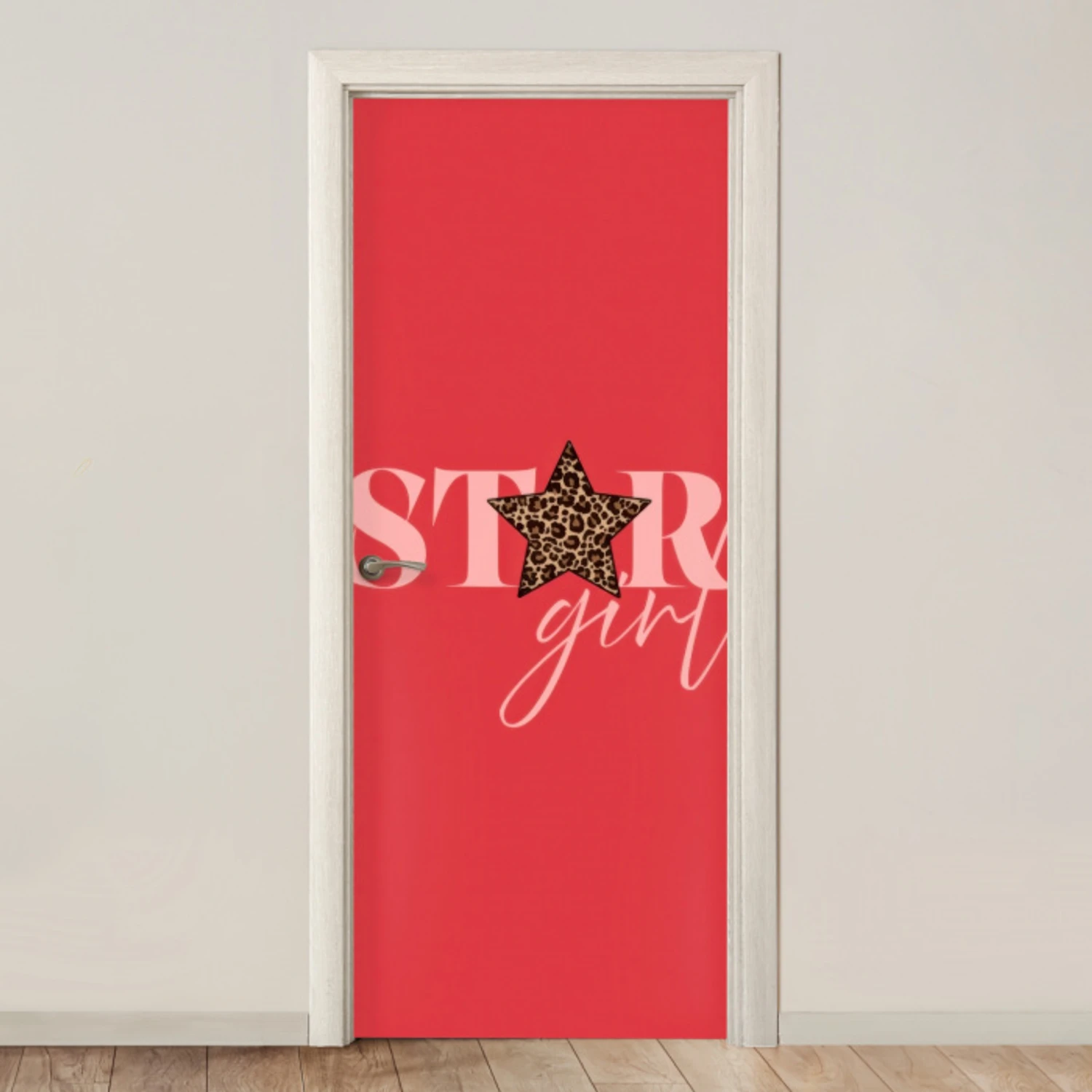 Star girl - Rood - Panter - Ster deurposter klein -3d_beige