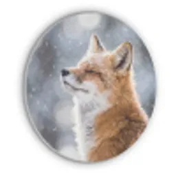 Vos - Sneeuwval - Portret - Winter - Sfeervol Akoestische PET Vilt - Rond klein -3d