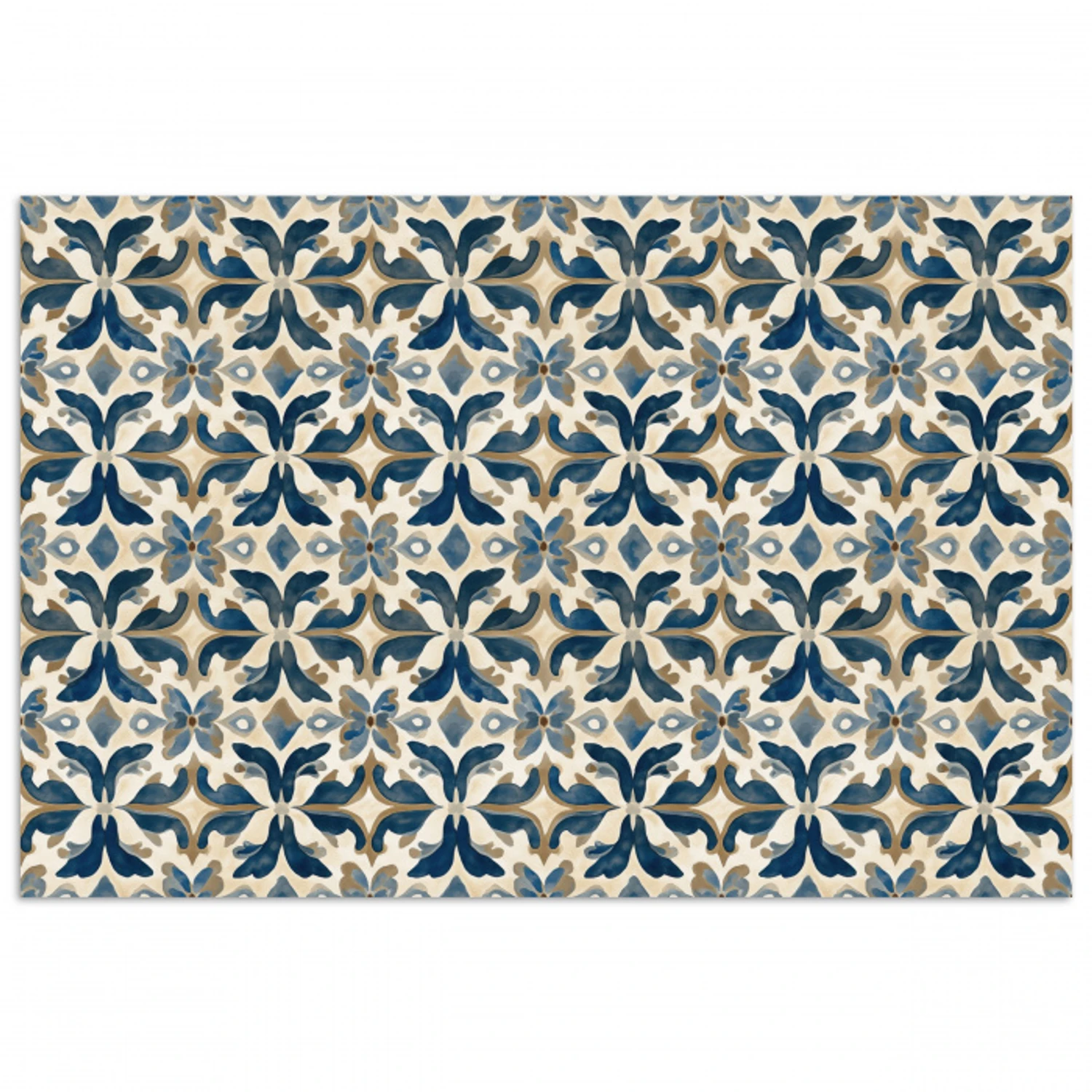 Tegel - Patroon - Blauw - Beige poster papier klein 62 -3d