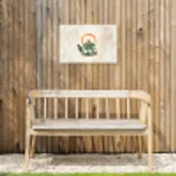 Theepot - Groen - Bloemen - Oranje Tuinposter op houten frame 2 cm dik klein -sfeer4