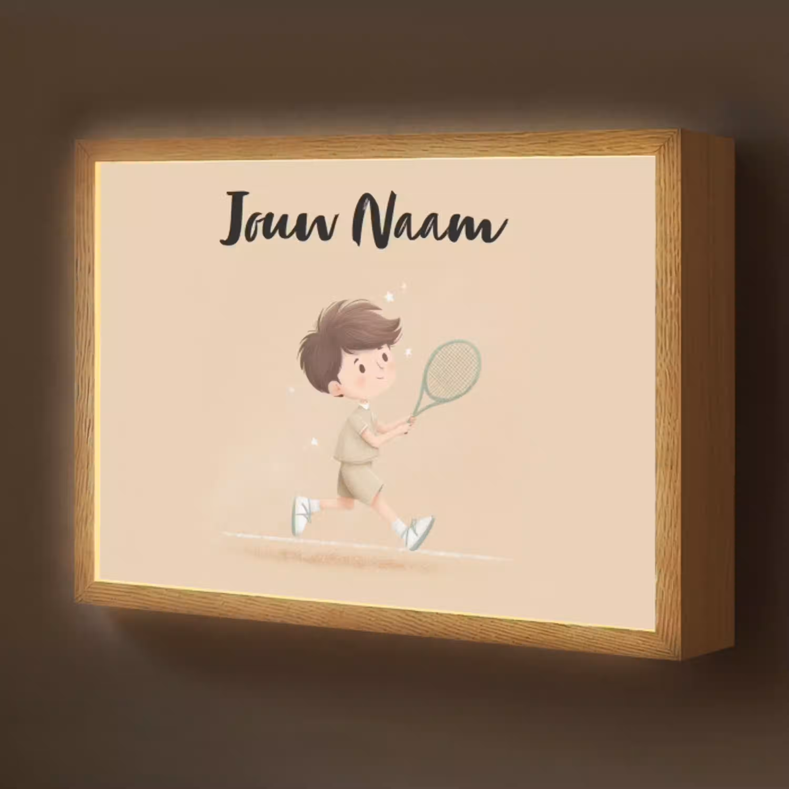 Tennis - Jongen - Sterretjes - Sportkleding Light Box met batterij (Wandlamp kind) middel -z3d_website
