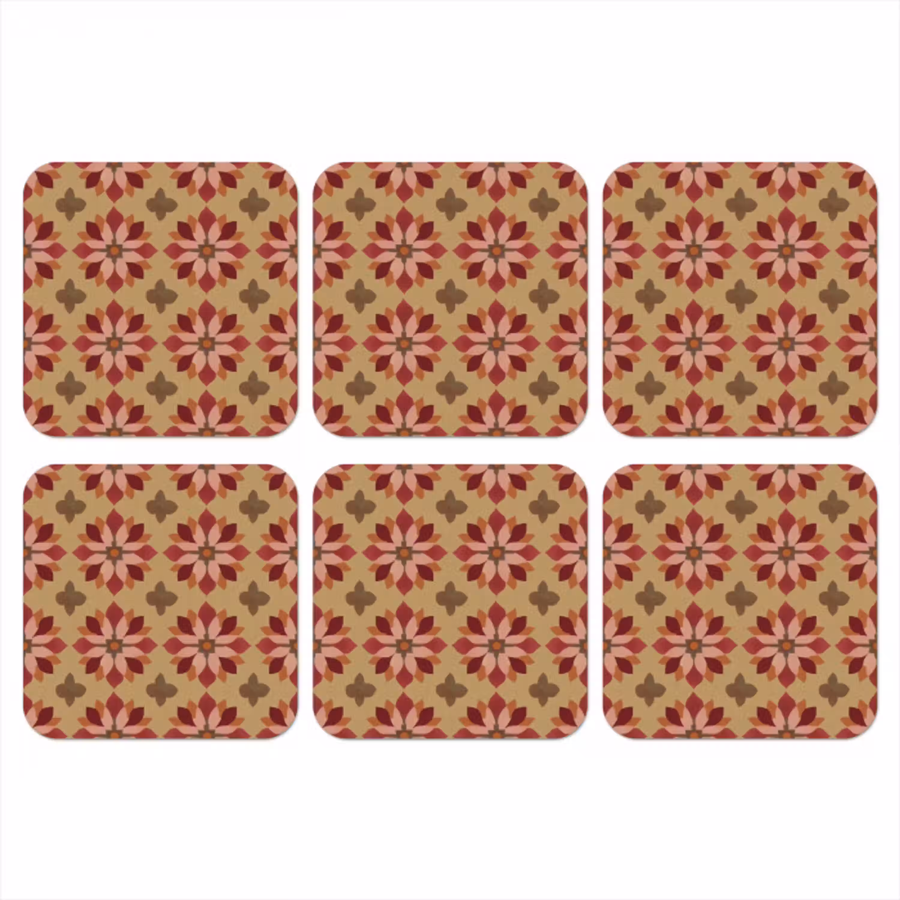 Bloemen - Retro - Groen onderzetter kurk middel 366 -3d