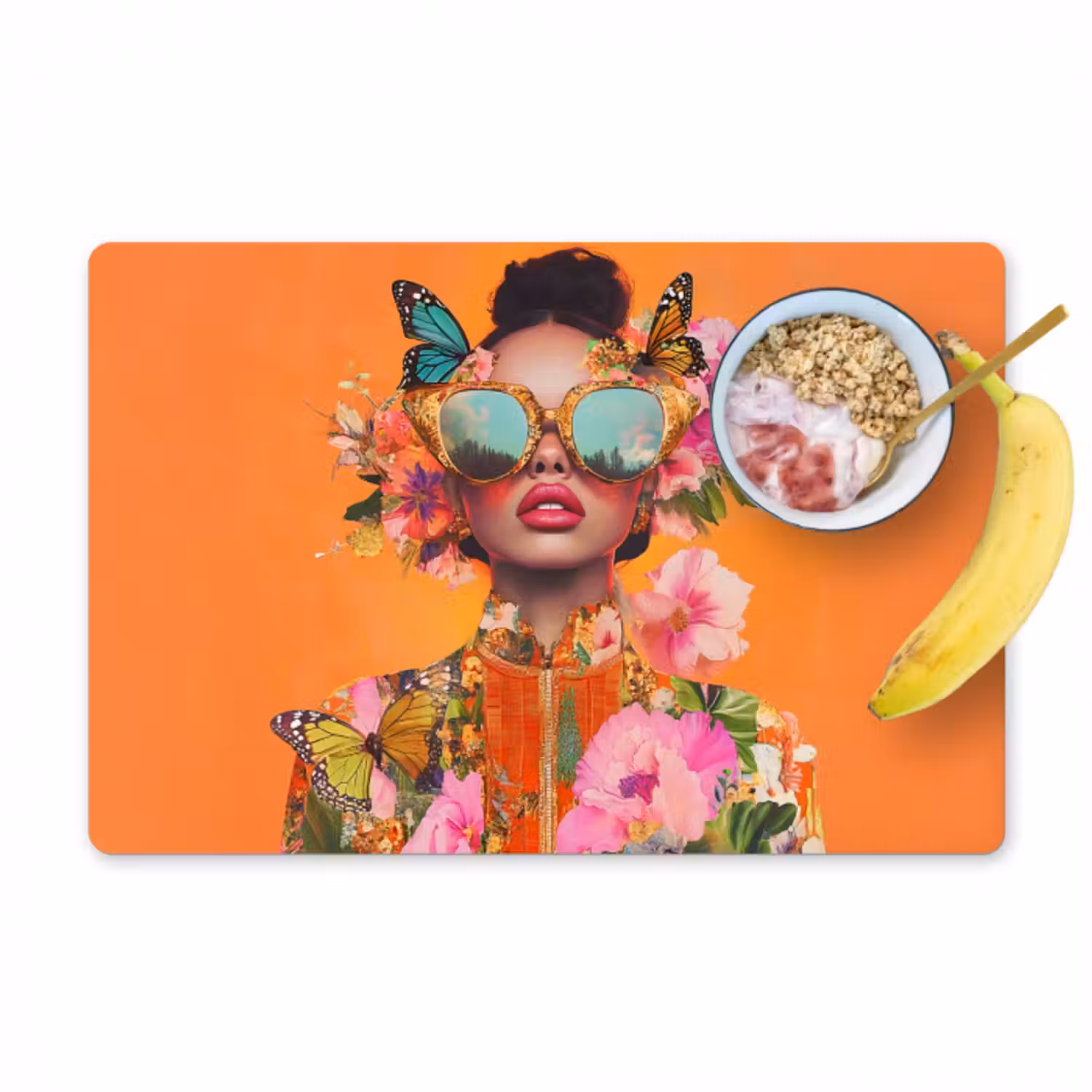 Tischset - 6 Stück - Schmetterlinge - Frau - Sonnenbrille - Bunt