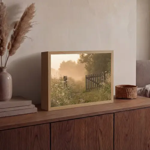 Hek - Natuur - Mist - Veld Light Box met batterij (Wandlamp) middel -sfeer2