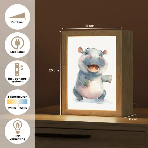 Nijlpaard - Baby dier - Dieren Light Box met kabel klein -USP_NL