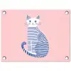 Kat - Illustratie - Minimalistisch - Roze tuinposter los doek klein -3d