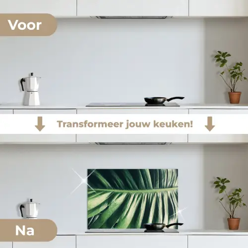Palmblad - Tropisch - Natuur - Jungle keuken achterwand spatscherm klein -voor_na_NL