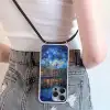 Grachten Amsterdam - Huizen - Stad - Kleurrijk Hoesje iPhone 16 Pro Max met koord klein -sfeer5