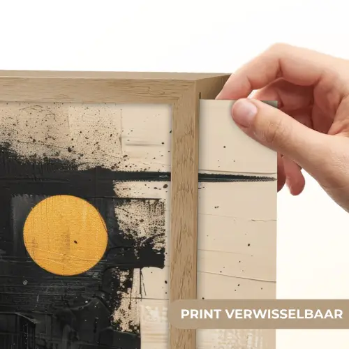 Abstract - Zwart - Goud - Modern Light Box met batterij (Wandlamp) middel -USP_websiteprintNL