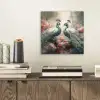 Pauwen - Pauwenveren - Vogels - Bloemen - Natuur aluminium wit klein -sfeer1