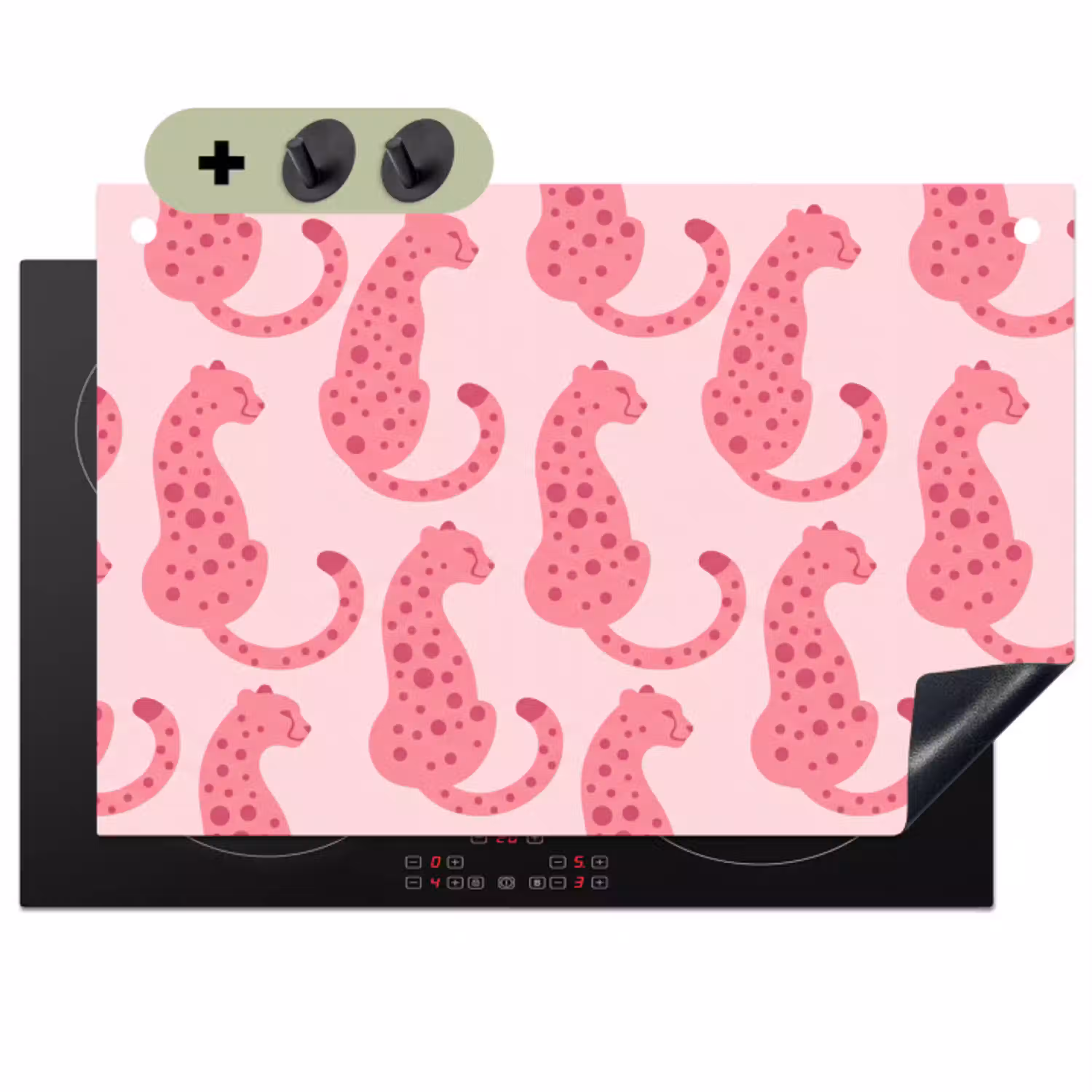 Kat - Gevlekt - Dieren - Patroon - Roze Inductie beschemer met haakjes klein -3d