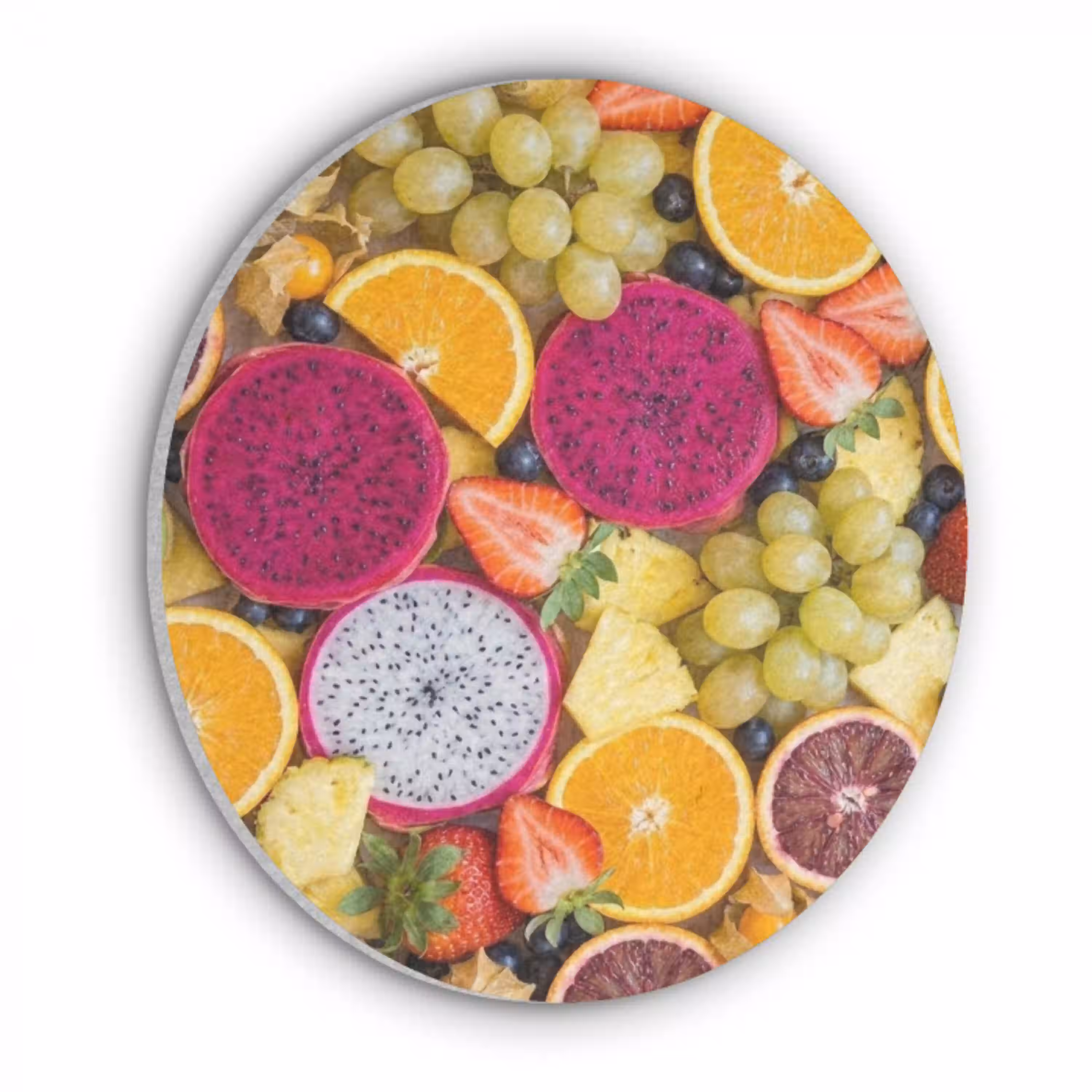 Fruit - Assortiment - Kleurrijk - Gezondheid Akoestische PET Vilt - Rond klein -3d