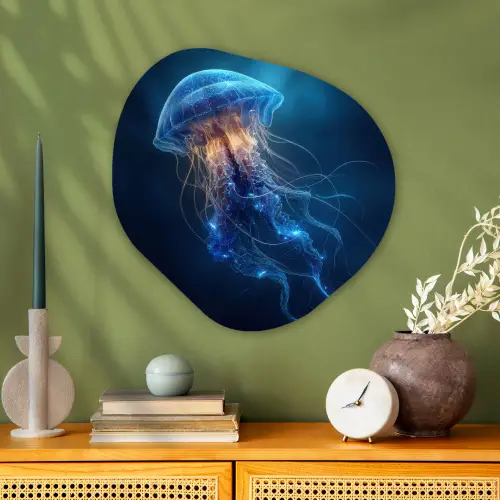 Kwal - Lichtgevend - Tentakels - Blauw Wandcirkel Organisch Plexiglas middel -sfeer2