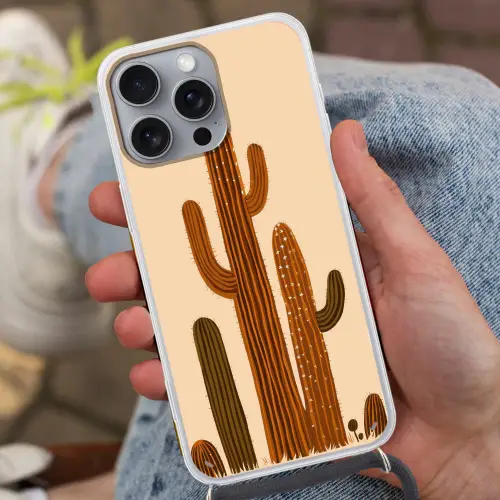 Cactus - Woestijn - Zand - Bruin Hoesje iPhone 16 Pro Max met koord klein -sfeer3