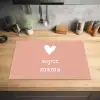 Presentje voor Moederdag super mama lichtroze/wit Inductie beschermer vinyl 3mm klein -sfeer5