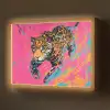 Luipaard - Roze - Oranje - Blauw - Verf Light Box met batterij (Wandlamp) middel -z3d_website