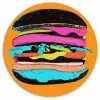 Hamburger - Kleurrijk - Speels Wandcirkel kunststof plaat 5mm dik klein -3d