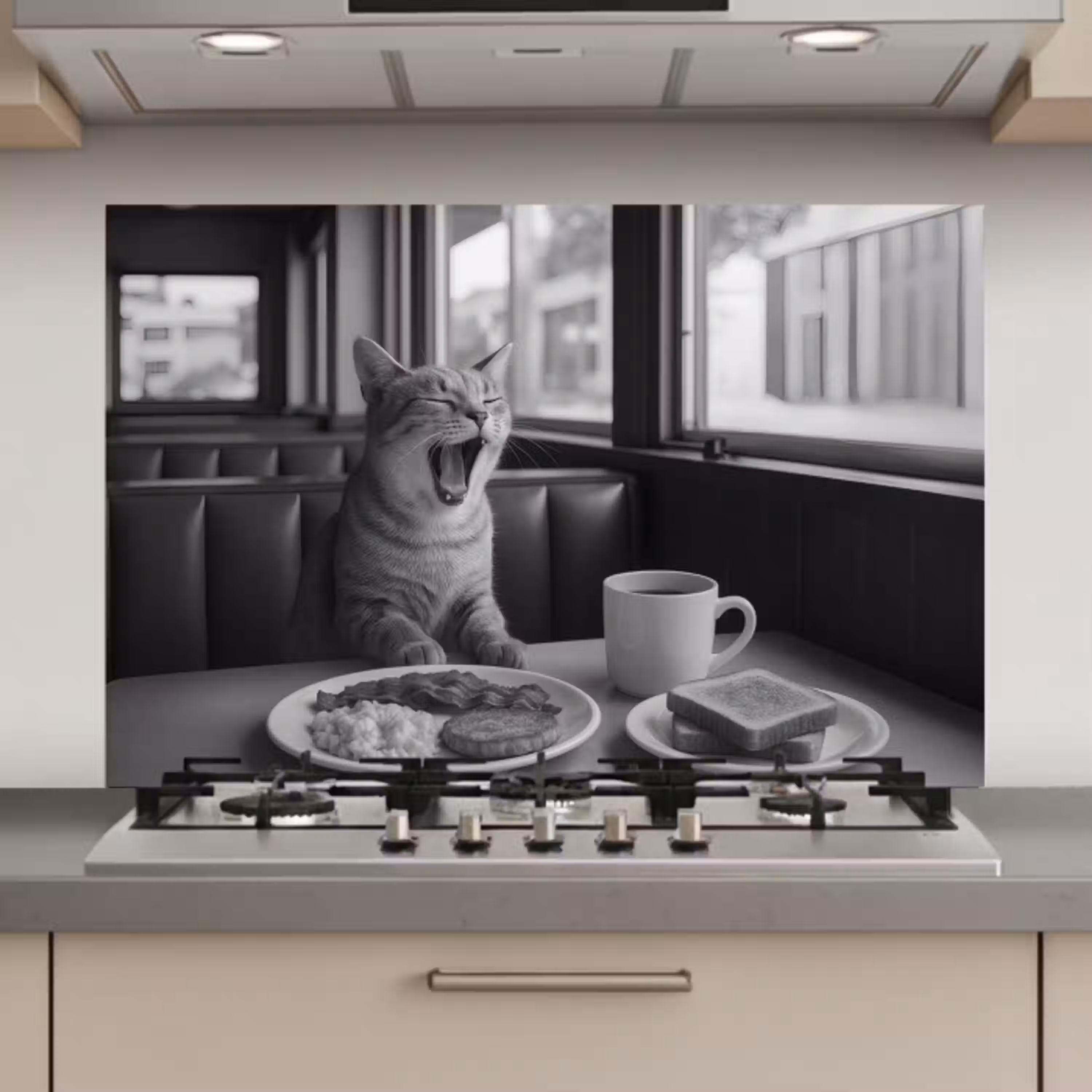 Kat - Koffie - Brood - Zwart keuken achterwand spatscherm klein -3d_website