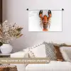 Kreeft - Zwart - Oranje - Wit - Uniek Wandkleed katoen klein -sfeer1