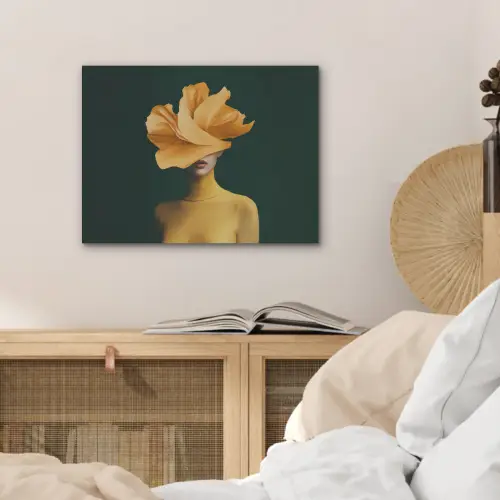 Vrouw - Hoed - Geel PET vilt klein -sfeer3