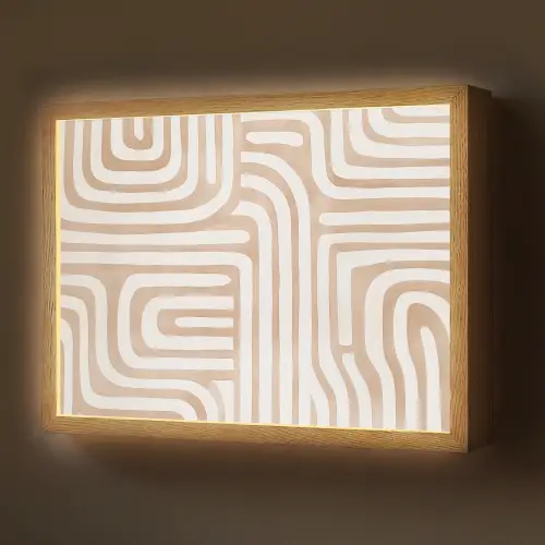 Aardetinten - Labyrintpatroon Light Box met batterij (Wandlamp) middel -z3d_website