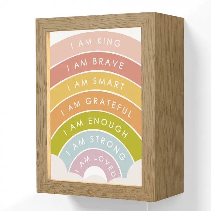 Regenboog - Kleuren - Quotes Light Box met kabel (Wandlamp kind) klein -3d