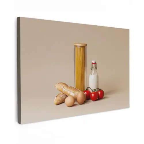 Spaghetti - Melk - Tomaten - Eieren - Brood canvas 2cm klein -z3d