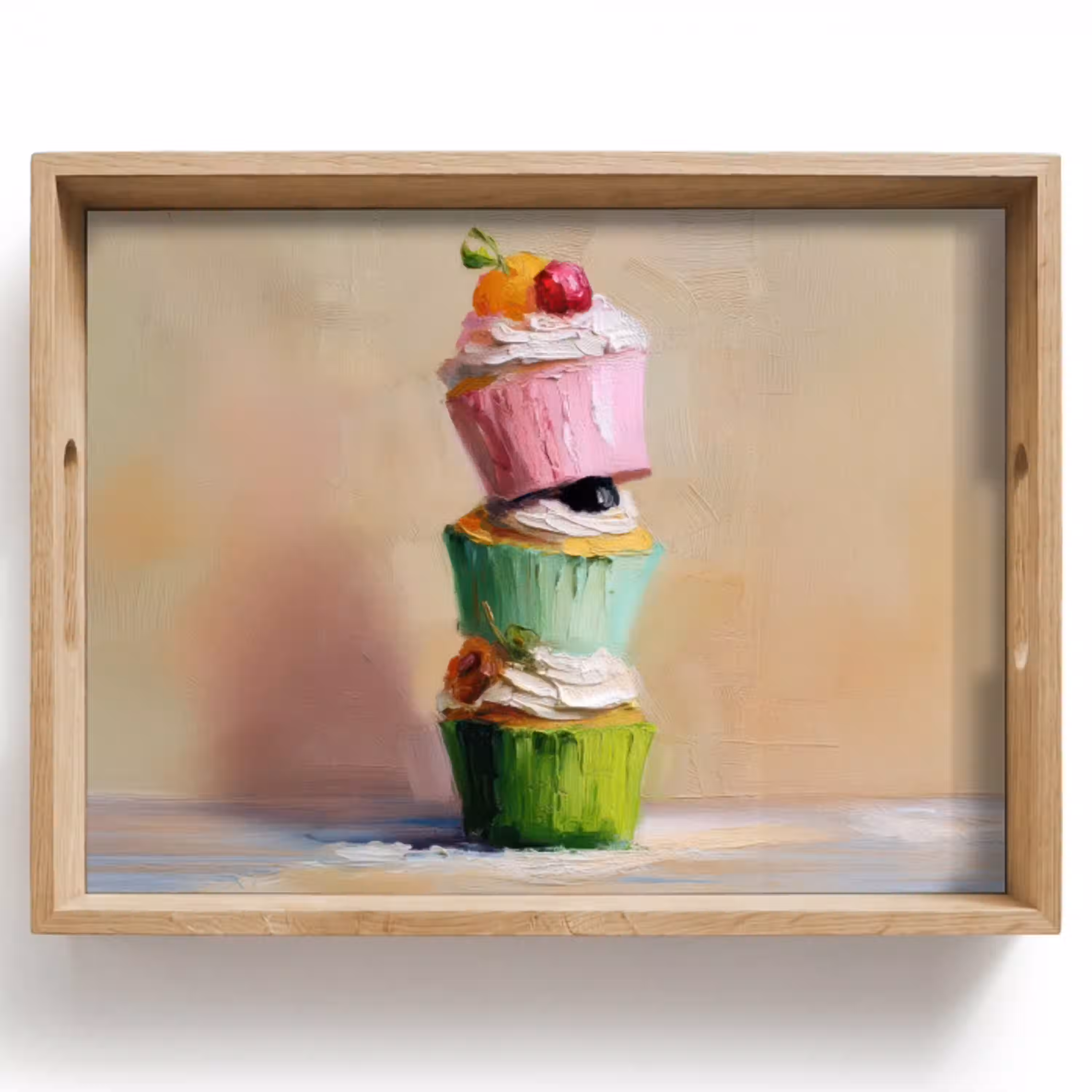 Cupcakes - Gestapeld - Kleurrijk - Fruit Dienblad Rechthoek middel -z3d_shopping