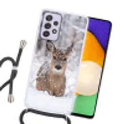 Hert - Sneeuw - Bos - Dieren - Vertederend Hoesje Samsung Galaxy A52 5G met koord klein -sfeer1