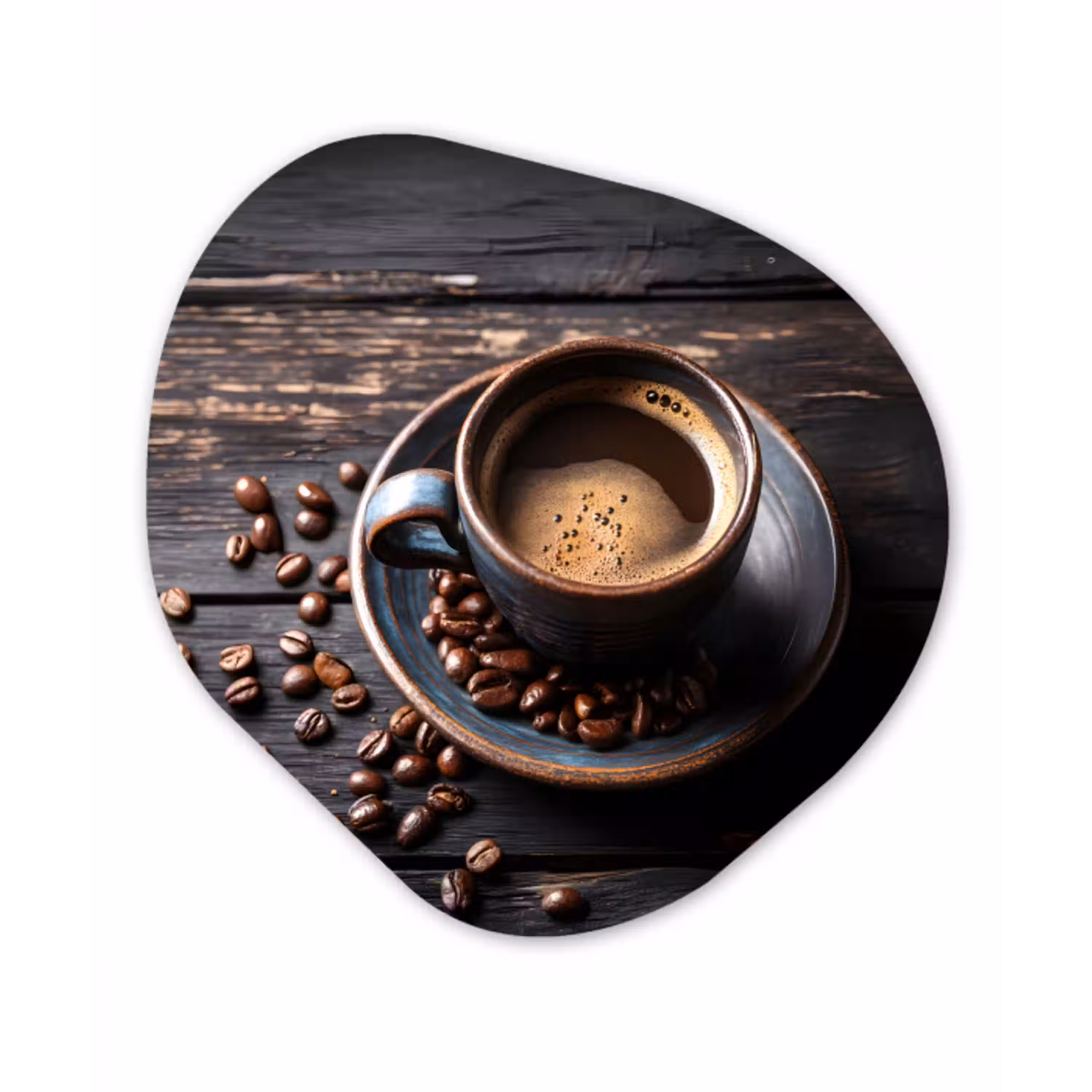 Kop - Koffie - Hout - Bonen Wandcirkel Organisch Plexiglas middel -3d