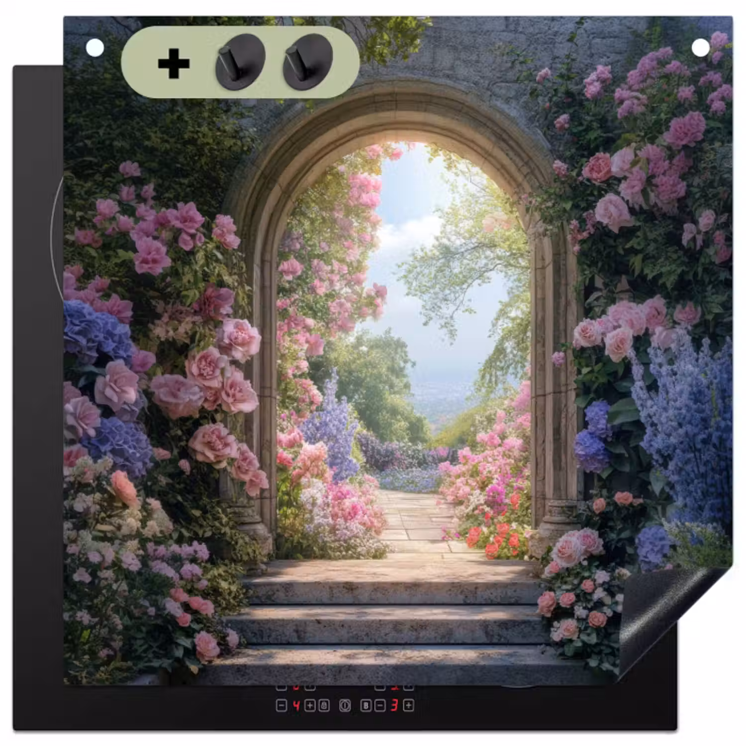 Inductie beschermer en spatscherm (2in1) - Doorkijk - Rozen - Vintage - Bloemen