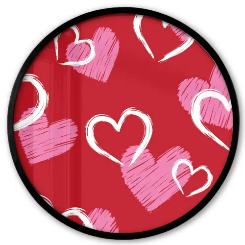 Patroon - Hartjes - Roze - Valentijn Fotolijst rond zonder passe partout klein -3d
