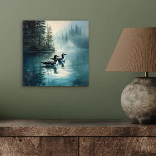 Bos - Water - Eenden - Mistig aluminium wit klein -sfeer2
