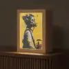 Street art - Meisje - Geel - Banksy Style Light Box met kabel (Tafellamp) klein -z3d_website