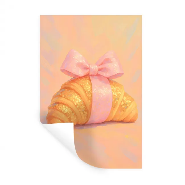 Croissant - Strik - Roze Muursticker klein -3d