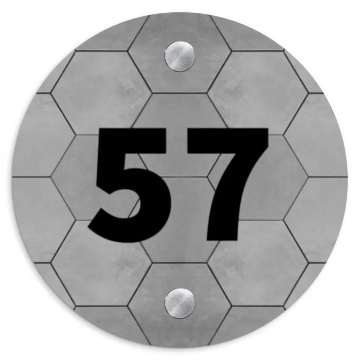 Grijze tegels - Traditioneel Naambord Rond klein -3d
