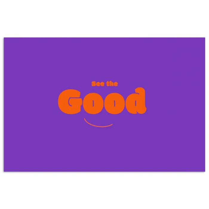 See the good - Oranje - Paars - Smiley poster papier klein -3d