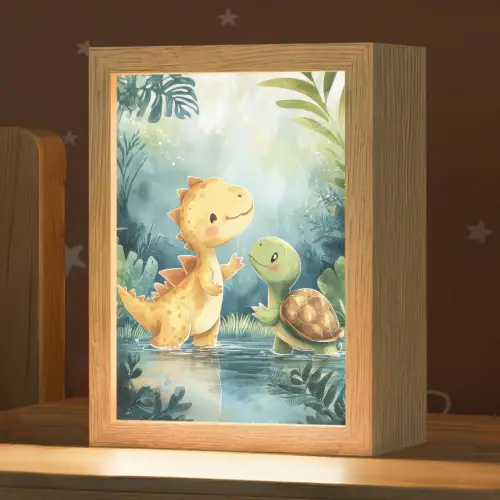 Dinosaurus - Schildpad - Illustratie - Aquarel Light Box met kabel klein -zzz_3d_website