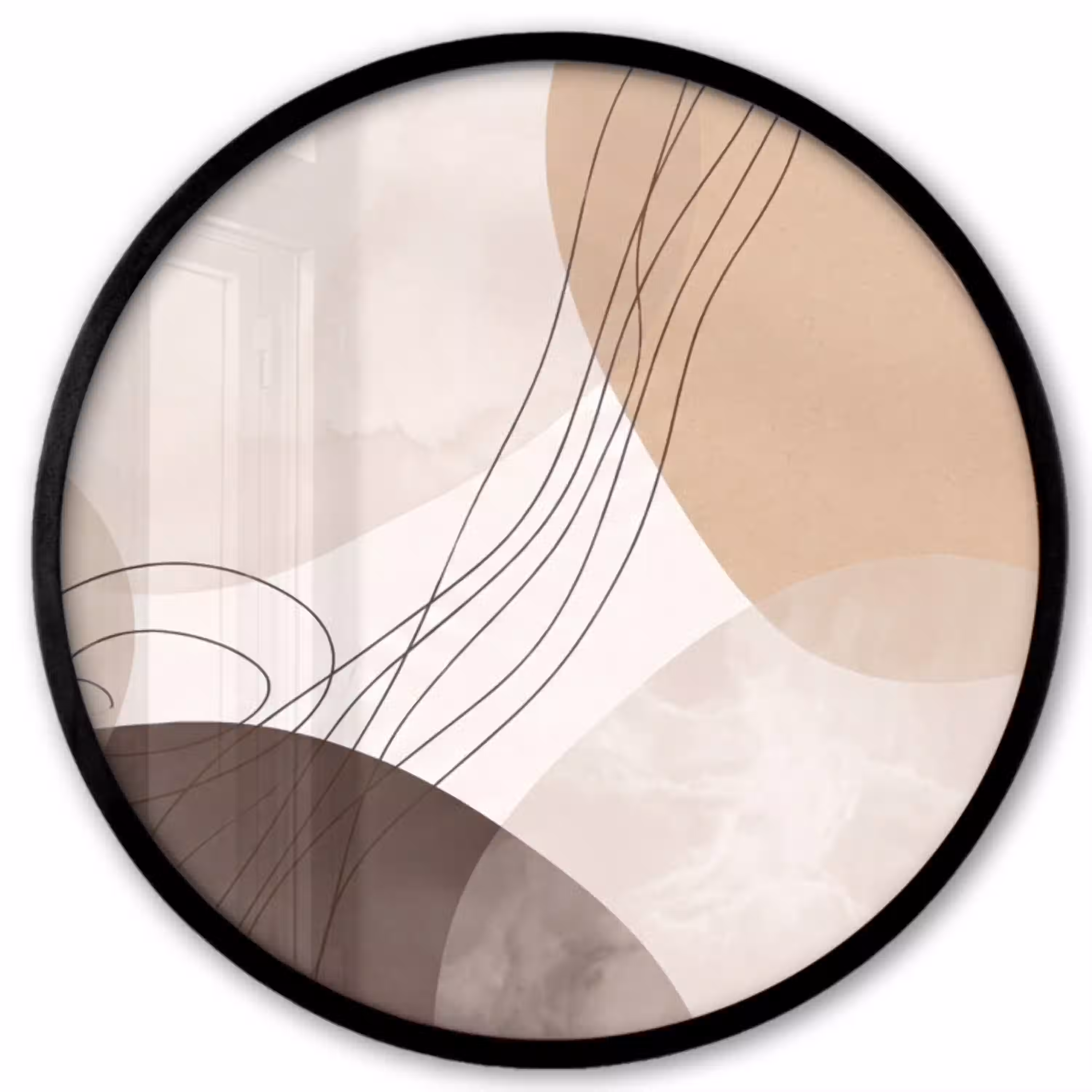 Abstractie - Beige - Modern Fotolijst rond zonder passe partout klein -3d