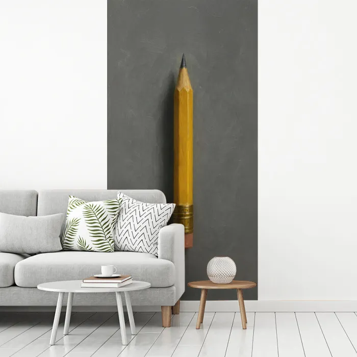 Potlood - Schilderij - Geel fotobehang vinyl groot -woonkamer