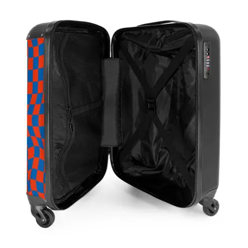Patronen - Optische illusie in rood en blauw NBS - Handbagage koffer - Kinderen Unisex middel -binnenkant