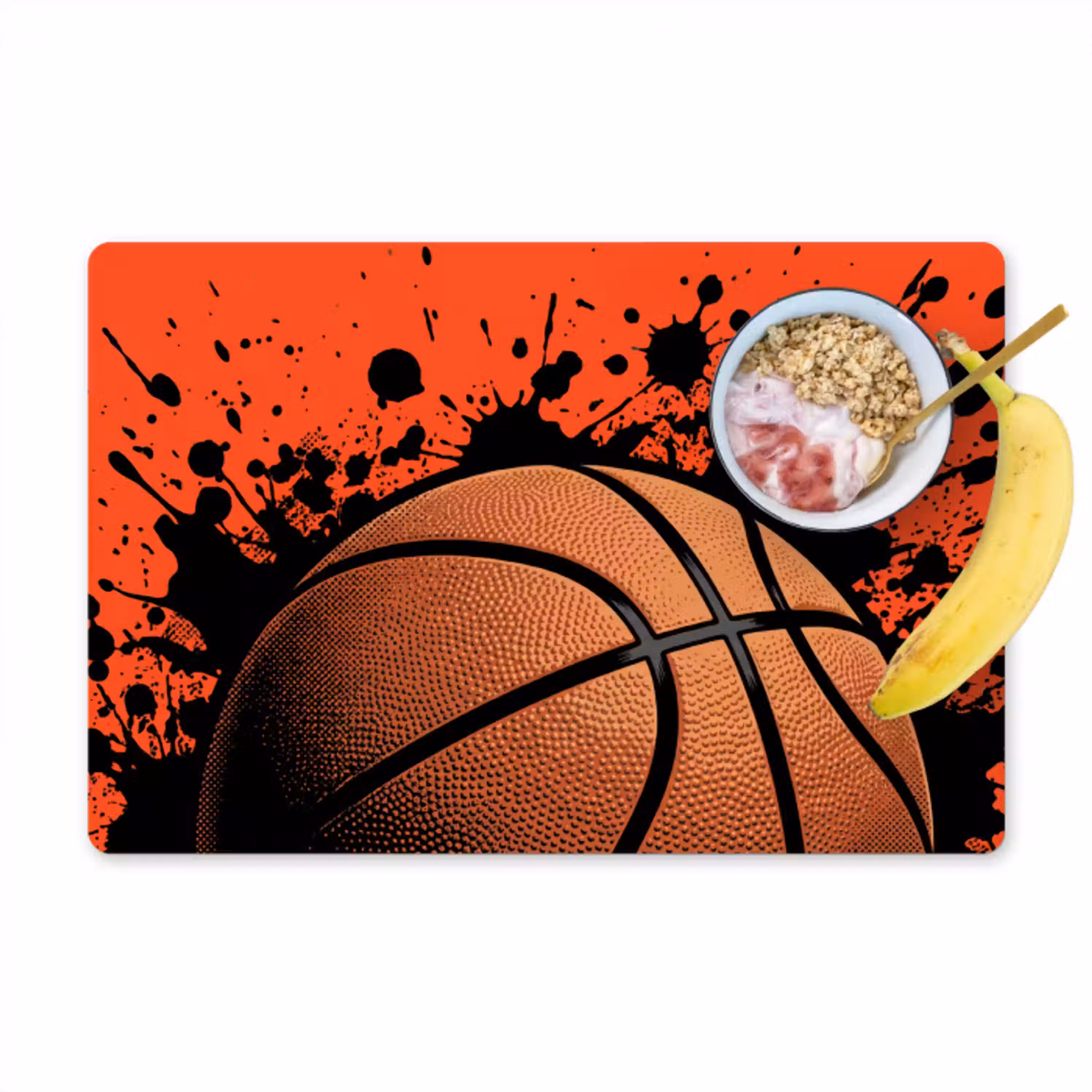 Basketbal - Verf - Sport - Oranje Placemat vinyl groot -zzzproduct_Kitchenyeah-website