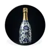 Champagne - Bloemen - Goud - Chique Wandcirkel aluminium klein -3d