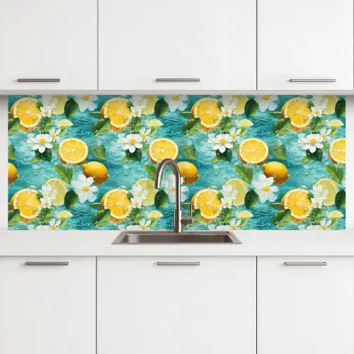 Citroen - Bloemen - Bruisend - Water keuken achterwand 2 middel 871 -3d