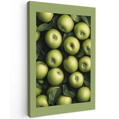 Appels - Groen - bladeren canvas 2cm klein -z3d