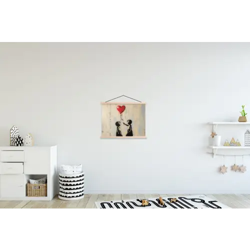 Street art - Banksy - Ballon - Graffiti - Retro textielposter latten blank klein -kinderkamer