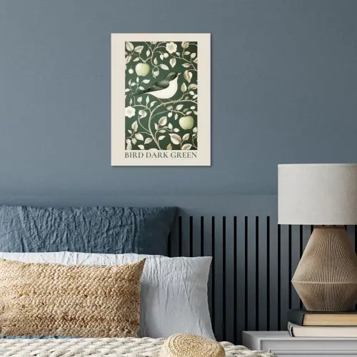Groen - Vogel  - Bloemen poster papier klein -sfeer2