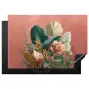 Tropische bladeren - Bloemen - Roze - groen Inductie beschermer vinyl 3mm klein -3d